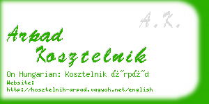 arpad kosztelnik business card